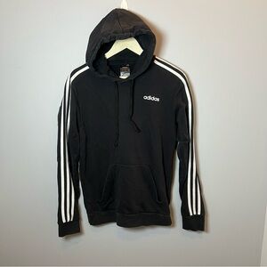 Adidas 3-stripes Hoodie Men’s S Black/White Pullover Sweatshirt Soft Lightweight